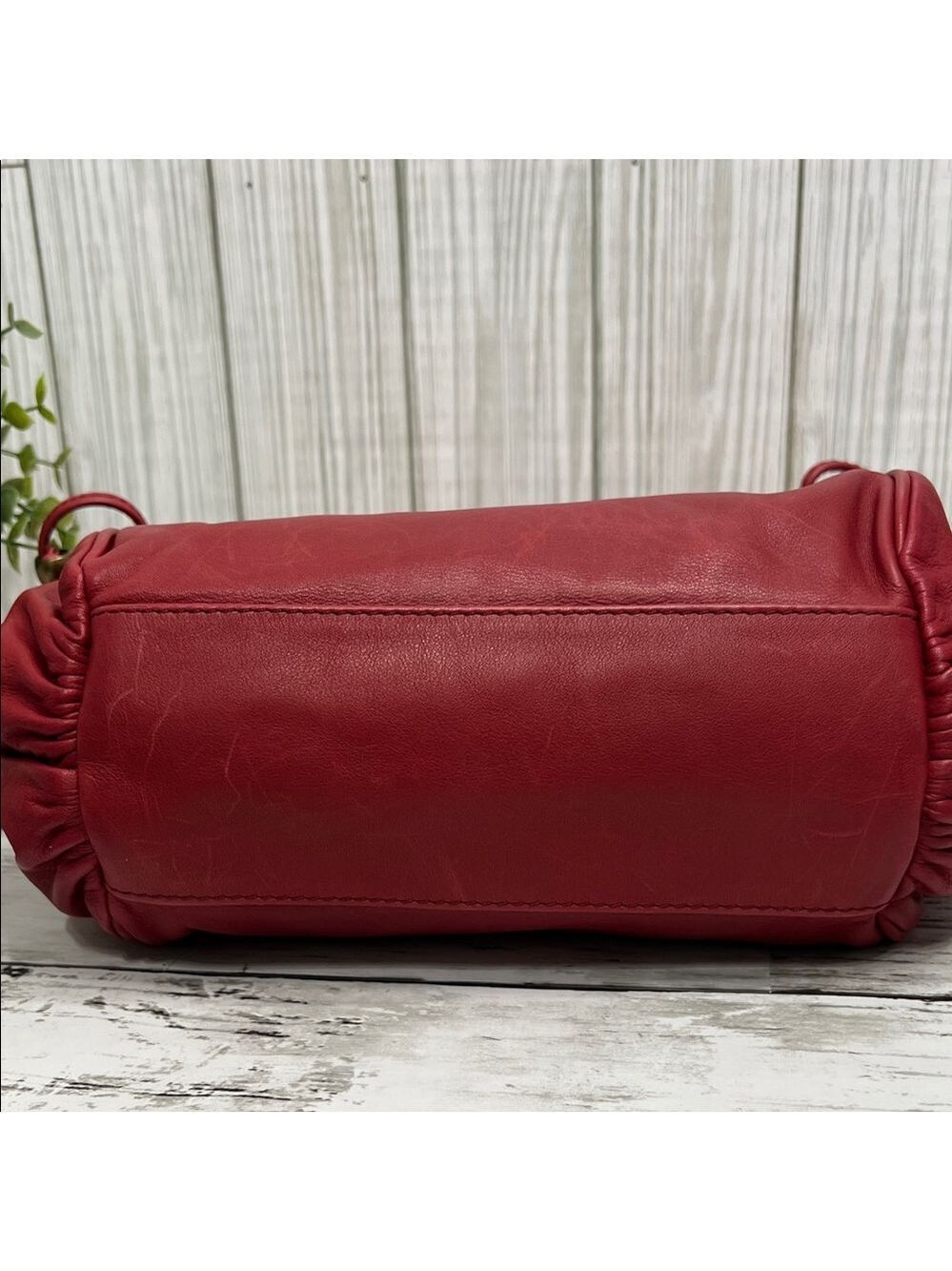 Gerard Darel Red Leather Satchel Shoulder Crossbody Bag 24h Mini Designer Purse - Picture 7 of 13